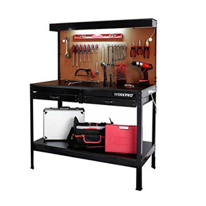Garage Workbench with Light Wood Steel Work Bench Tools Table